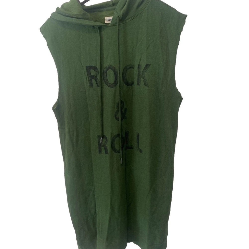Zadig & Voltaire Hooded Sleeveless Rock & Roll Olive Dress Distressed Medium - Picture 13 of 13